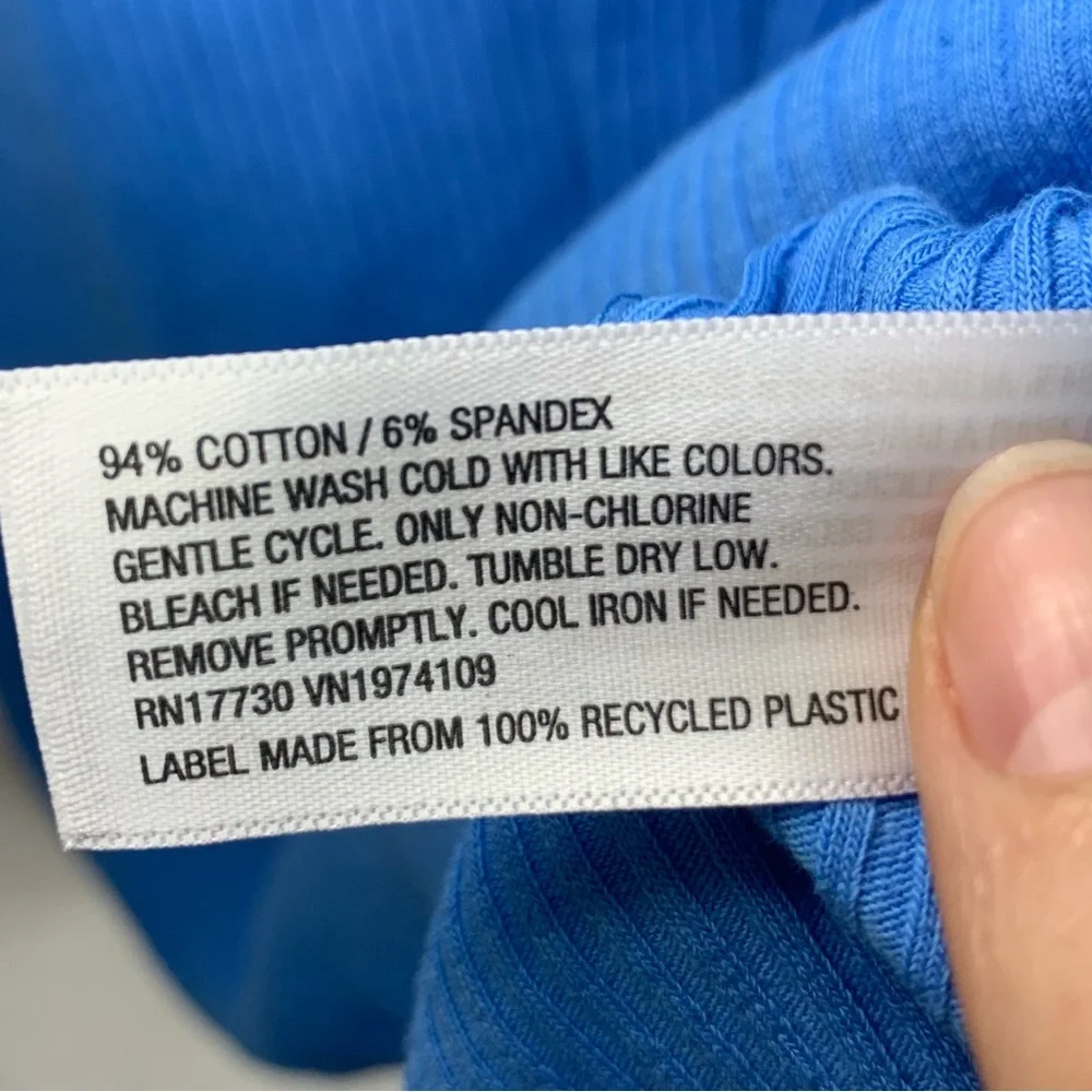 NWT Wild Fable Blue Ribbed Sleeveless Zip Collar Mini Dress, Size L - Picture 5 of 7